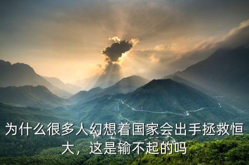 為什么很多人幻想著國家會出手拯救恒大，這是輸不起的嗎