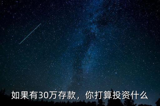 如果有30萬存款，你打算投資什么