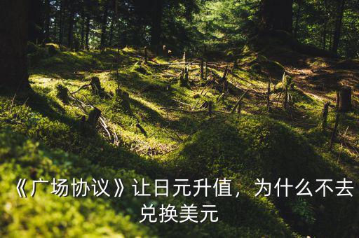 《廣場協(xié)議》讓日元升值，為什么不去兌換美元