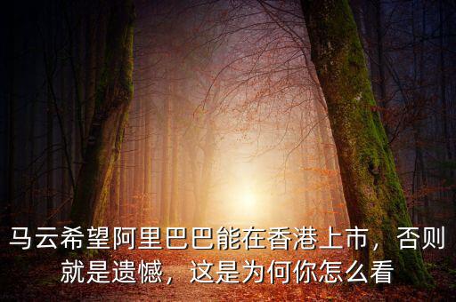 馬云希望阿里巴巴能在香港上市，否則就是遺憾，這是為何你怎么看