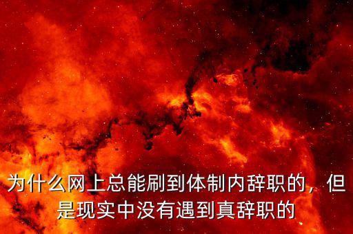 為什么網(wǎng)上總能刷到體制內(nèi)辭職的，但是現(xiàn)實中沒有遇到真辭職的