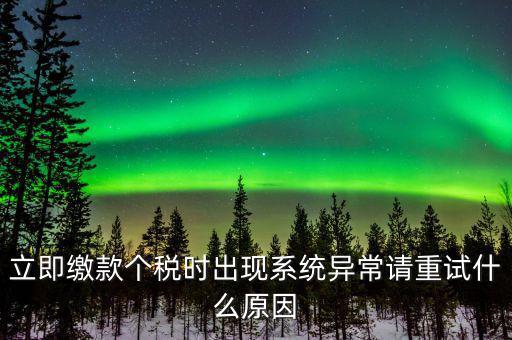 銀聯(lián)在線繳稅異常是什么原因，立即繳款個(gè)稅時(shí)出現(xiàn)系統(tǒng)異常請(qǐng)重試什么原因