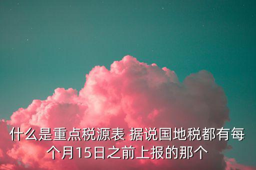 2015重點稅源是什么，重點稅源的介紹