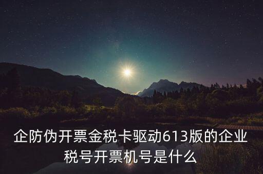 金稅盤企業(yè)稅號是什么，企防偽開票金稅卡驅動613版的企業(yè)稅號開票機號是什么