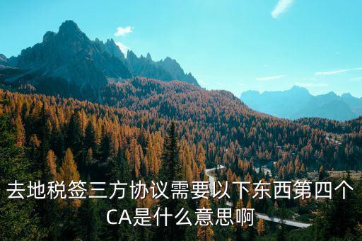 稅務(wù)局ca是什么意思，去地稅簽三方協(xié)議需要以下東西第四個CA是什么意思啊