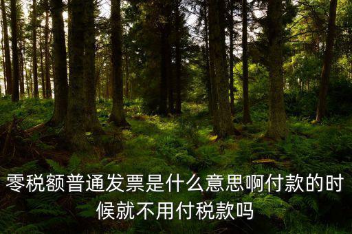 什么叫0稅率發(fā)票，零稅額普通發(fā)票是什么意思啊付款的時候就不用付稅款嗎