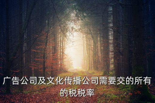 廣告公司交什么稅，廣告公司及文化傳播公司需要交的所有的稅稅率