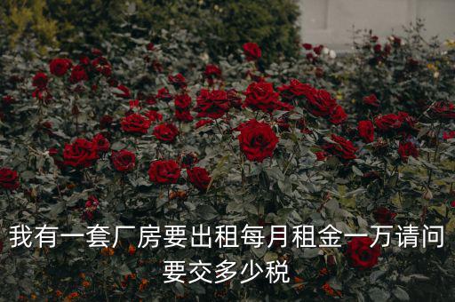 個(gè)人租廠房要交什么稅，我有一套廠房要出租每月租金一萬(wàn)請(qǐng)問要交多少稅