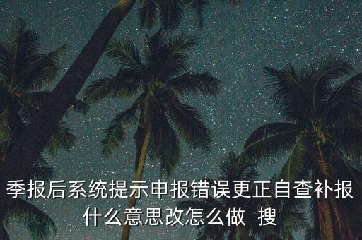 所得稅年報(bào)的更正申報(bào)是什么意思，季報(bào)后系統(tǒng)提示申報(bào)錯(cuò)誤更正自查補(bǔ)報(bào)什么意思改怎么做  搜
