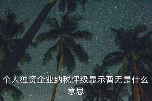 個(gè)人獨(dú)資企業(yè)納稅評級顯示暫無是什么意思