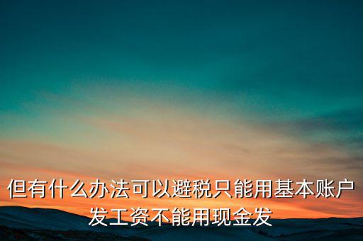 什么是國稅存量賬戶，但有什么辦法可以避稅只能用基本賬戶發(fā)工資不能用現(xiàn)金發(fā)