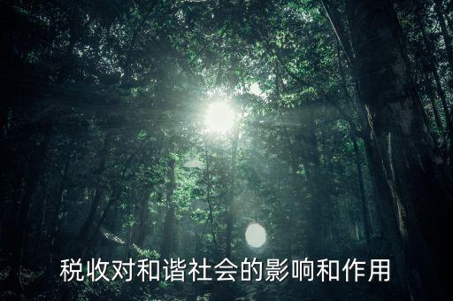 為什么要和諧興稅，稅收對(duì)和諧社會(huì)的影響和作用
