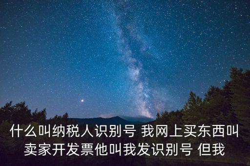 什么叫納稅人識(shí)別號 我網(wǎng)上買東西叫賣家開發(fā)票他叫我發(fā)識(shí)別號 但我