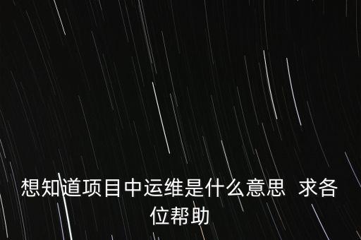 地稅提運(yùn)維是什么意思，想知道項(xiàng)目中運(yùn)維是什么意思  求各位幫助