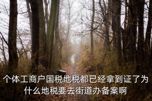 為什么要到國稅地稅備案，個體工商戶國稅地稅都已經(jīng)拿到證了為什么地稅要去街道辦備案啊
