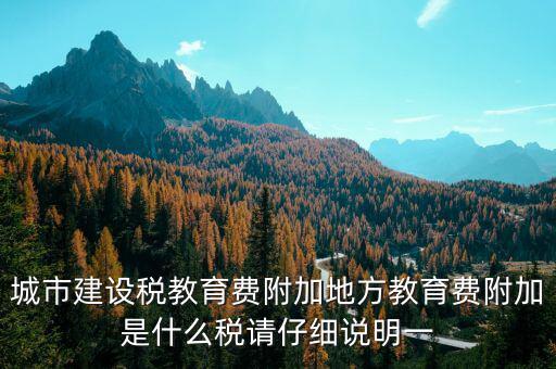地方附加稅是什么，城市建設(shè)稅教育費附加地方教育費附加是什么稅請仔細說明一