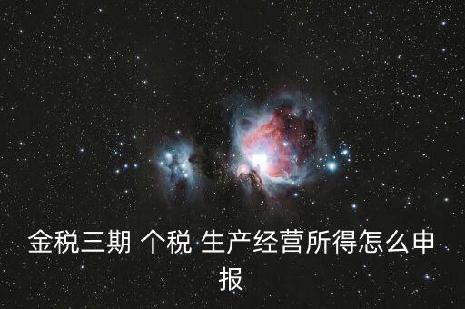 金三個稅如何申報(bào)，金稅三期 個稅 生產(chǎn)經(jīng)營所得怎么申報(bào)
