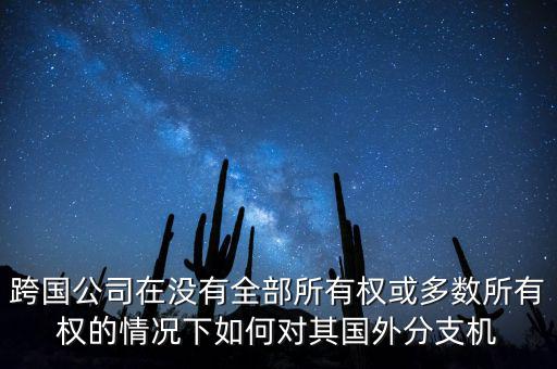 跨國公司在沒有全部所有權(quán)或多數(shù)所有權(quán)的情況下如何對(duì)其國外分支機(jī)