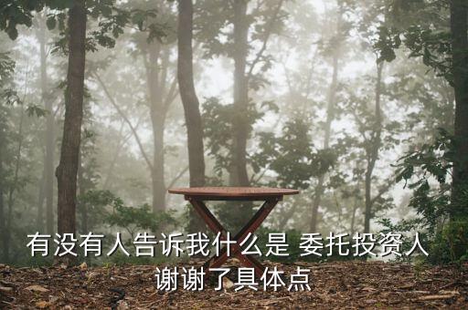 委托投資如何界定，有沒有人告訴我什么是 委托投資人 謝謝了具體點