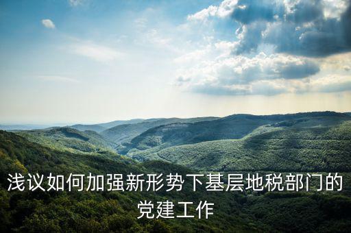國地稅改革如何做好基層工作，淺議如何加強(qiáng)新形勢下基層地稅部門的黨建工作