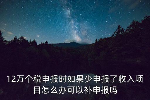 12萬個(gè)稅申報(bào)如何補(bǔ)報(bào)，年收入超12萬申報(bào)期錯(cuò)過申報(bào)怎么辦
