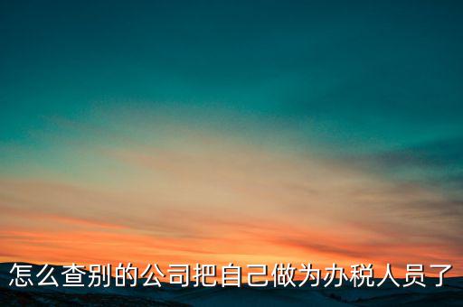 如何查公司辦稅人員，怎么查別的公司把自己做為辦稅人員了