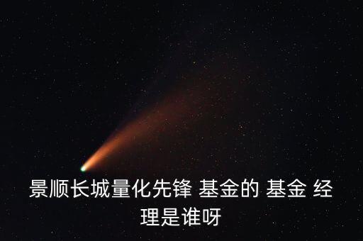 景順長(zhǎng)城量化先鋒 基金的 基金 經(jīng)理是誰呀