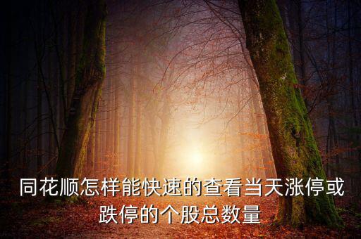  同花順怎樣能快速的查看當(dāng)天漲?；虻５膫€股總數(shù)量