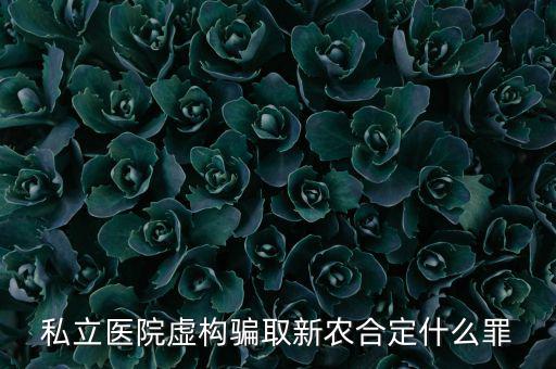 私立醫(yī)院騙國家醫(yī)保上千萬什么罪，私立醫(yī)院虛構(gòu)騙取新農(nóng)合定什么罪