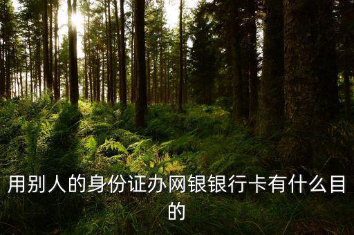 借別人身份證開(kāi)網(wǎng)銀是什么目的，用別人的身份證辦網(wǎng)銀銀行卡有什么目的