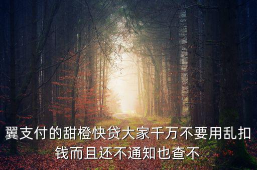 甜橙快貸資源未找到是什么意思，翼支付的甜橙快貸大家千萬(wàn)不要用亂扣錢而且還不通知也查不
