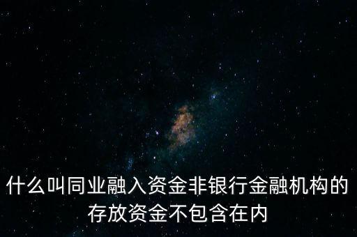 什么叫同業(yè)融入資金非銀行金融機構的存放資金不包含在內