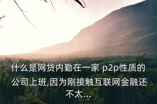 什么是網貸內勤在一家 p2p性質的 公司上班,因為剛接觸互聯網金融還不太...