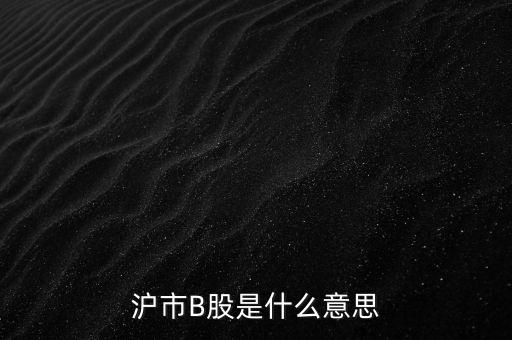 滬深b股是什么意思，滬市B股是什么意思