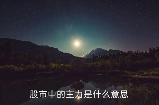 股票中的主力是指什么，股票中的主力是什么意思