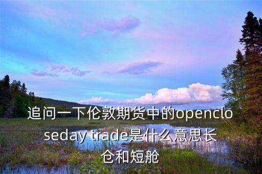 追問一下倫敦期貨中的opencloseday trade是什么意思長(zhǎng)倉(cāng)和短艙