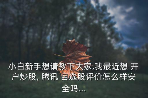 小白新手想請教下大家,我最近想 開戶炒股, 騰訊 自選股評(píng)價(jià)怎么樣安全嗎...