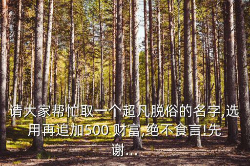 請大家?guī)兔θ∫粋€(gè)超凡脫俗的名字,選用再追加500 財(cái)富,絕不食言!先謝...