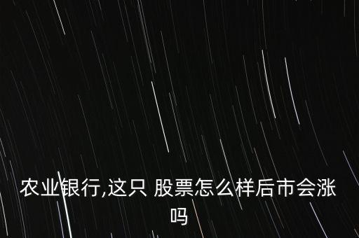 農業(yè)銀行,這只 股票怎么樣后市會漲嗎