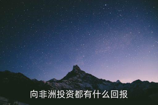 為什么捐給非洲600億，向非洲投資都有什么回報