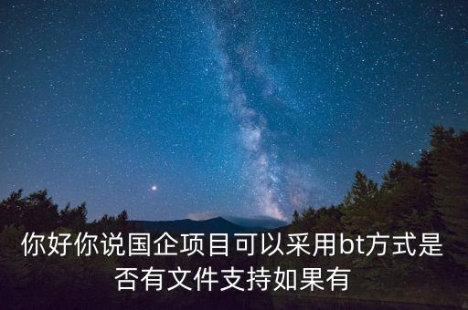 地主項目為什么要引進行央企做bt，你好你說國企項目可以采用bt方式是否有文件支持如果有