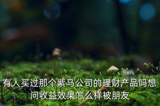紫馬財富什么時間，有人買過那個紫馬公司的理財產品嗎想問收益效果怎么樣被朋友