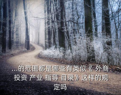 外商投資產(chǎn)業(yè)指導(dǎo)目錄限制類(lèi)
