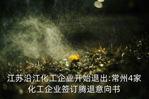江蘇沿江化工企業(yè)開(kāi)始退出:常州4家化工企業(yè)簽訂騰退意向書(shū)