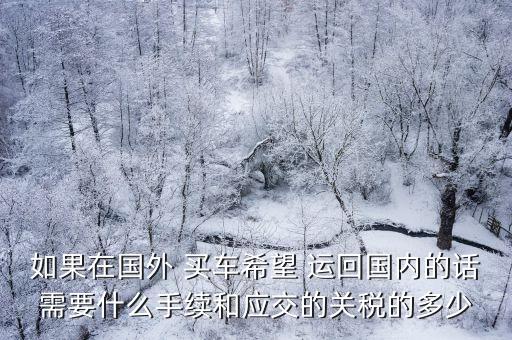 如果在國外 買車希望 運(yùn)回國內(nèi)的話需要什么手續(xù)和應(yīng)交的關(guān)稅的多少