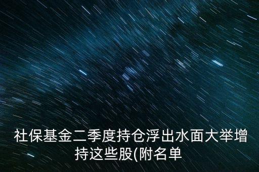  社?；鸲径瘸謧}浮出水面大舉增持這些股(附名單