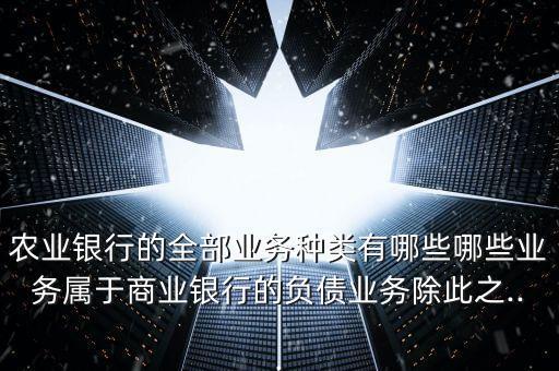 農(nóng)業(yè)銀行的全部業(yè)務(wù)種類有哪些哪些業(yè)務(wù)屬于商業(yè)銀行的負債業(yè)務(wù)除此之...
