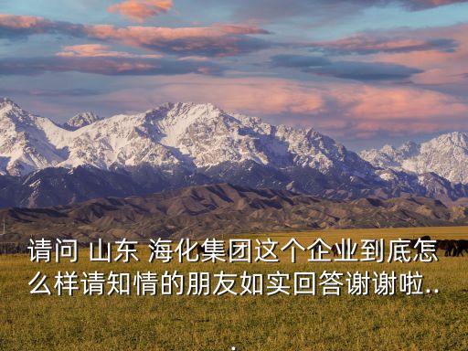 請問 山東 ?；瘓F這個企業(yè)到底怎么樣請知情的朋友如實回答謝謝啦...
