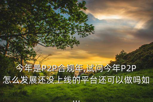 今年是P2P合規(guī)年,試問今年P2P怎么發(fā)展還沒上線的平臺還可以做嗎如...