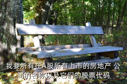 我要所有在A股所有上市的房地產(chǎn) 公司的名稱(chēng)以及它們的股票代碼